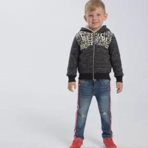 Cardigan for a boy with hood and print