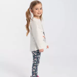 T-shirt with leggings for a girl with bon voyage print