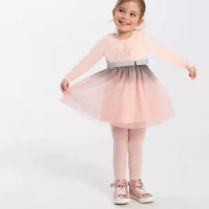 Girl dress with print and tulle