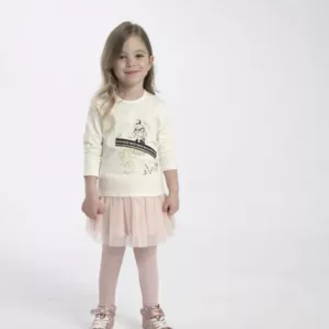 Set skirt with blouse for girl with bonjour print